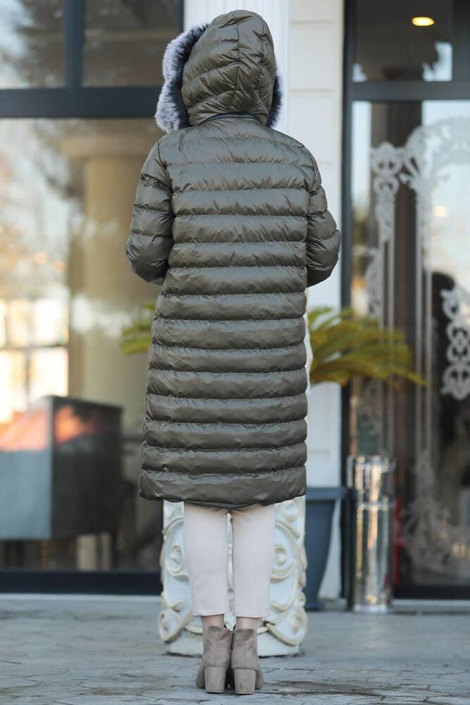 Neva Style - Khaki İnflatable Coat 2512HK - 5