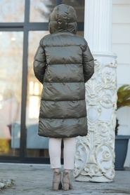 Neva Style - Khaki İnflatable Coat 2516HK - Thumbnail
