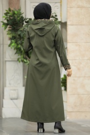 Neva Style - Khaki Islamic Clothing Coat 60623HK - Thumbnail