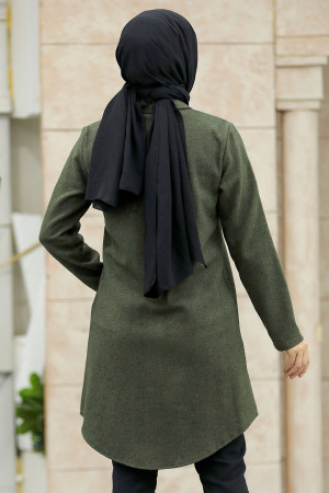 Neva Style - Khaki Islamic Clothing Tunic 5944HK - Thumbnail