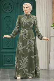 Neva Style - Khaki Long Dress for Muslim Ladies 279310HK - Thumbnail