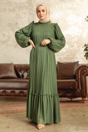 Khaki Long Dress for Muslim Ladies 3958HK - 1
