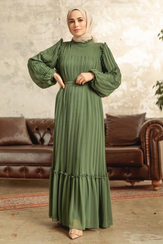 Khaki Long Dress for Muslim Ladies 3958HK - 1