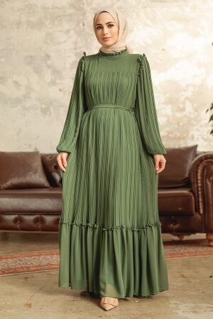 Khaki Long Dress for Muslim Ladies 3958HK - 2