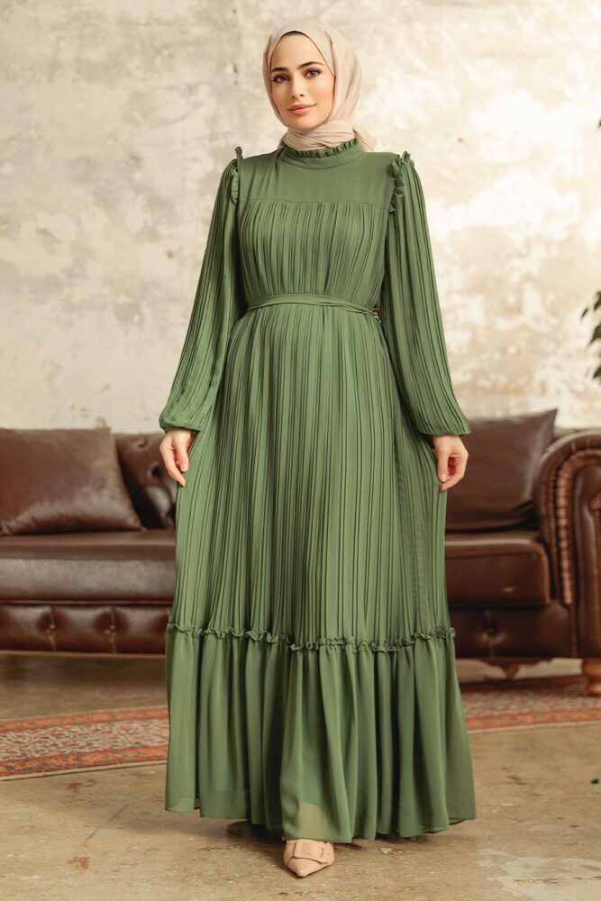 Khaki Long Dress for Muslim Ladies 3958HK - 2