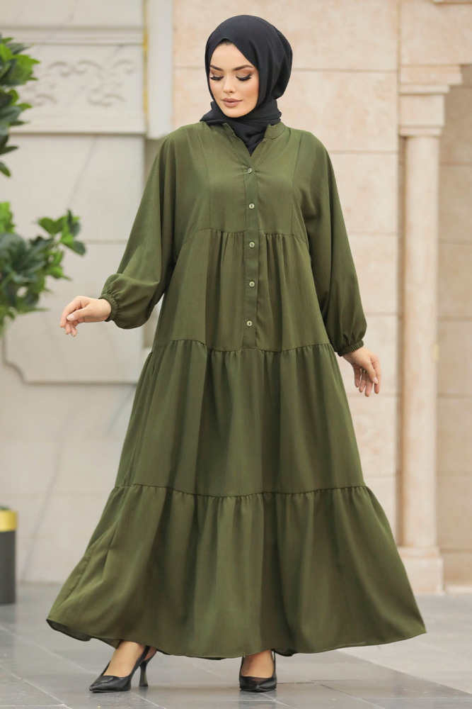 Neva Style - Khaki Long Dress for Muslim Ladies 65872HK - 2