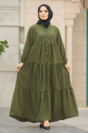 Neva Style - Khaki Long Dress for Muslim Ladies 65872HK - 3