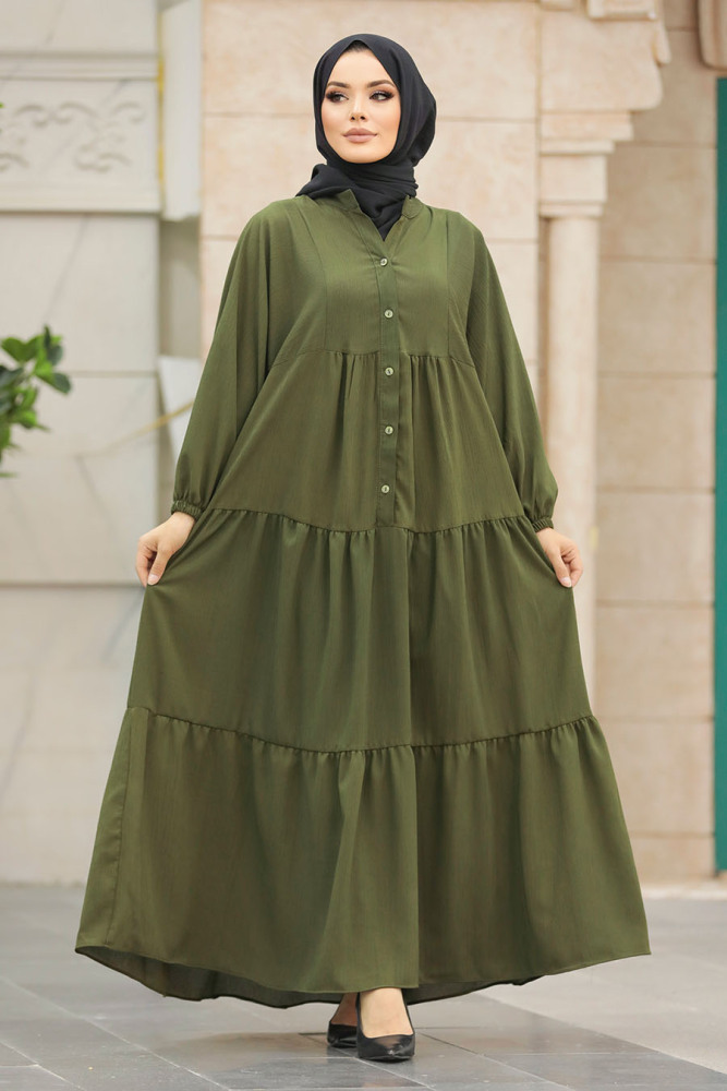 Neva Style - Khaki Long Dress for Muslim Ladies 65872HK - 3