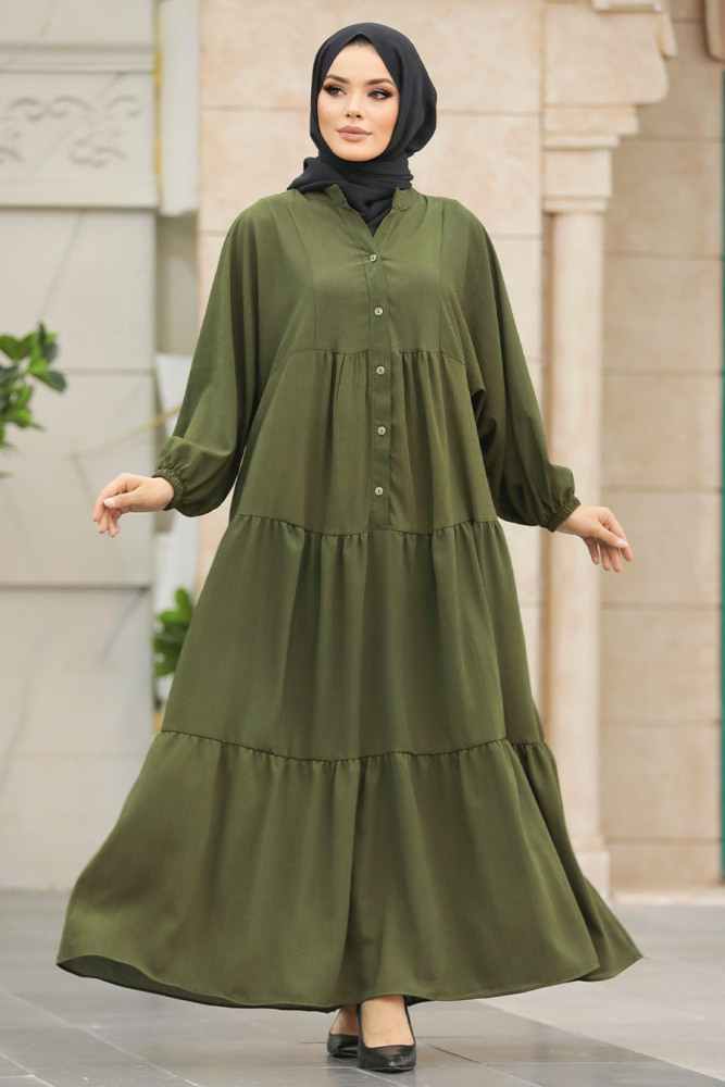 Neva Style - Khaki Long Dress for Muslim Ladies 65872HK - 4