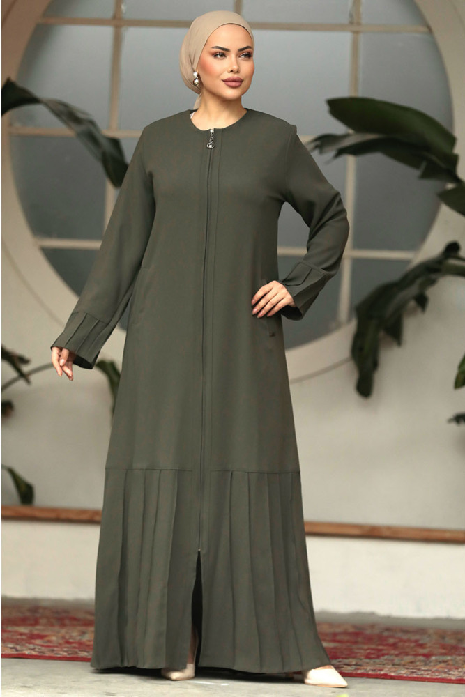 Khaki Long Turkish Abaya 20018HK - 2