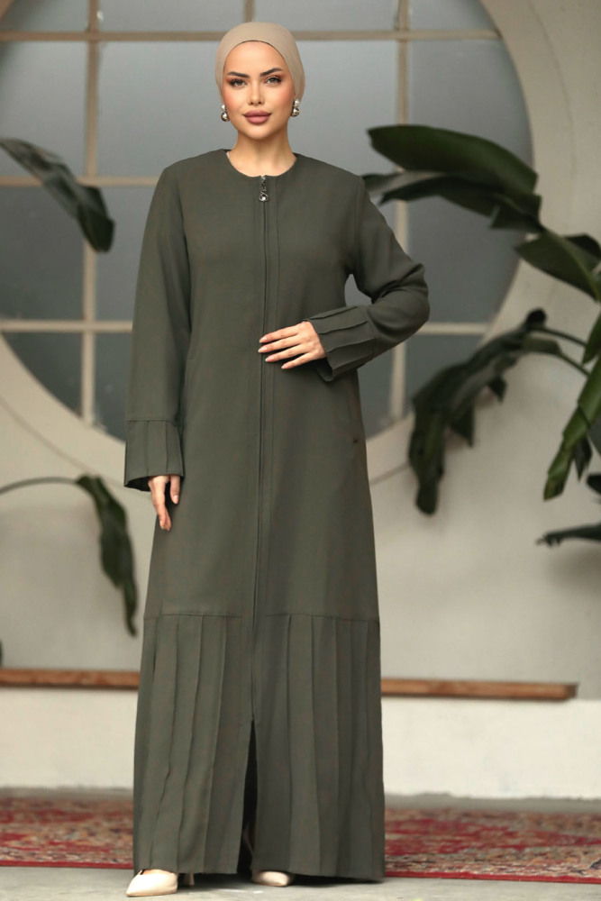 Khaki Long Turkish Abaya 20018HK - 1