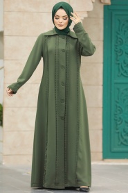 Neva Style - Khaki Modest Turkish Abaya 10004HK - Thumbnail