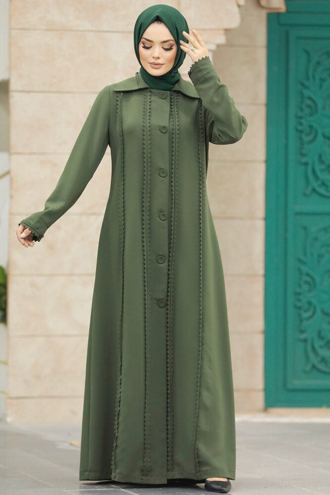 Neva Style - Khaki Modest Turkish Abaya 10004HK - 4