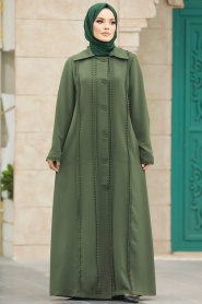 Neva Style - Khaki Modest Turkish Abaya 10004HK - Thumbnail