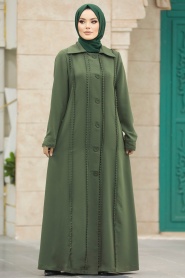 Neva Style - Khaki Modest Turkish Abaya 10004HK - Thumbnail