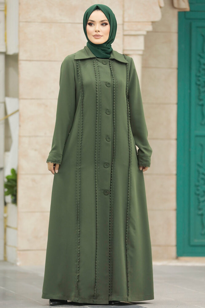 Neva Style - Khaki Modest Turkish Abaya 10004HK - 1