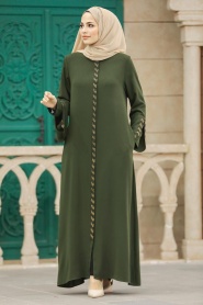 Neva Style - Khaki Modest Turkish Abaya 626HK - Thumbnail