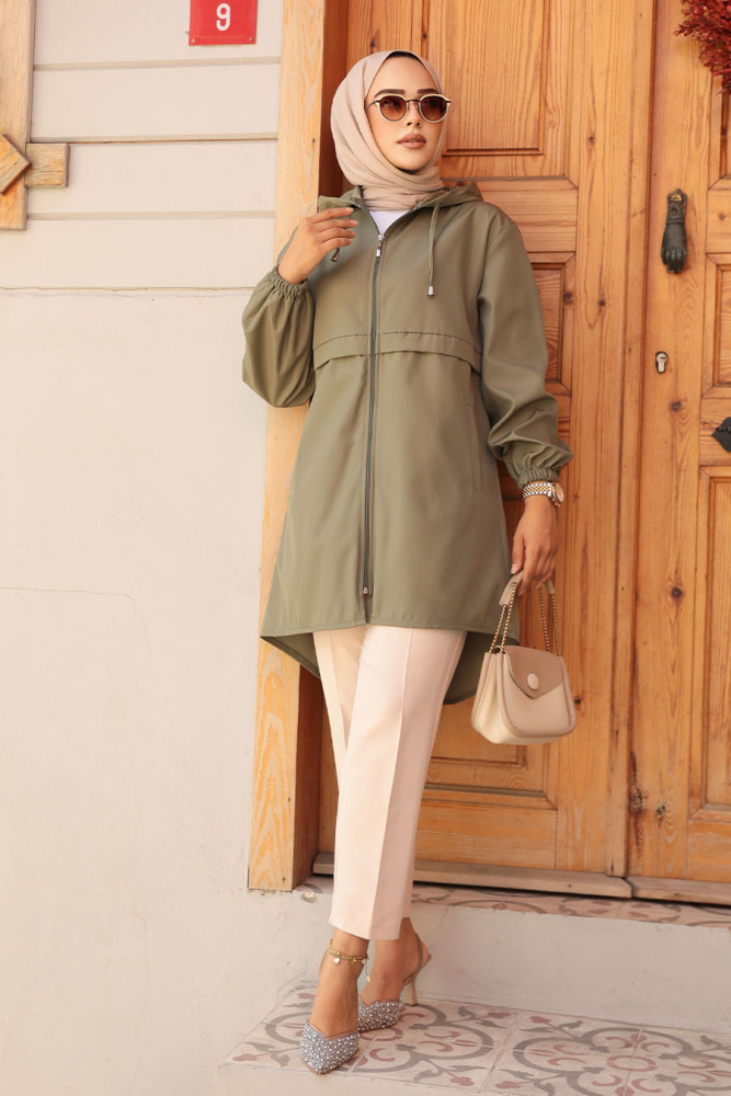 Khaki Muslim Coat 5957HK - 2