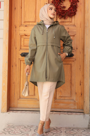 Khaki Muslim Coat 5957HK - 1