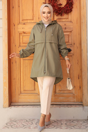 Khaki Muslim Coat 5957HK - 3