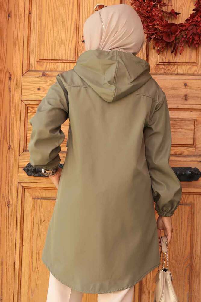 Khaki Muslim Coat 5957HK - 4