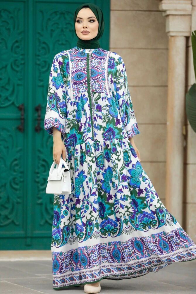Khaki Muslim Dress 50622HK - 1