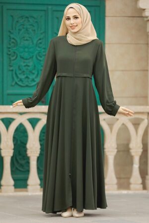 Khaki Muslim Turkish Abaya 1102HK - 2