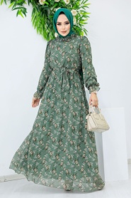 Neva Style - Khaki Plus Size Dress 29713HK - Thumbnail
