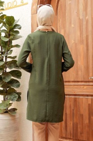 Neva Style - Khaki Plus Size Tunic 2146HK - Thumbnail