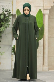 Neva Style - Khaki Plus Size Turkish Abaya 62537HK - Thumbnail