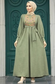 Neva Style - Khaki Women Dress 5914HK - Thumbnail