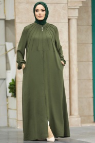 Neva Style - Khaki Women Turkish Abaya 11065HK - Thumbnail