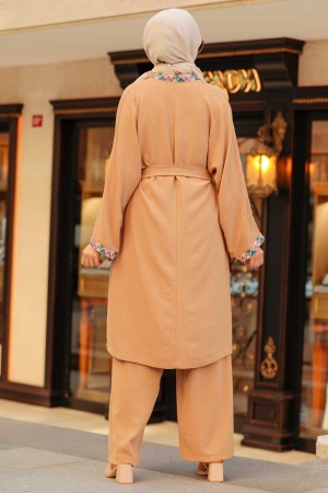  Kimono Bisküvi Tesettür Üçlü Takım 51910BS - 2