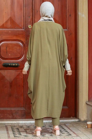  Kimono Haki Tesettür Üçlü Takım 5175HK - 2