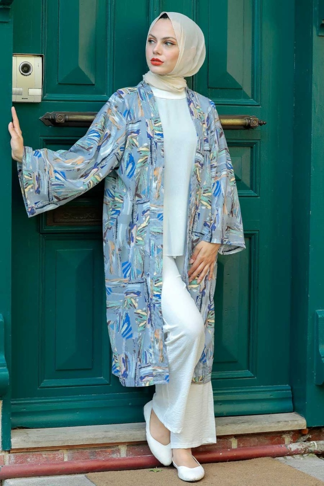 Neva Style - Kimono Hijab Gris 14841GR - 1