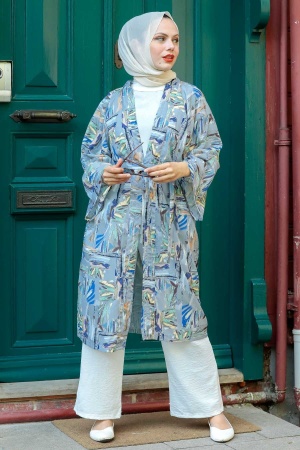 Neva Style - Kimono Hijab Gris 14841GR - 2