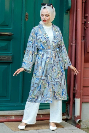 Neva Style - Kimono Hijab Gris 14841GR - 3