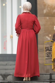 Neva Style - Kiremit Tesettür Elbise 51202KRMT - Thumbnail