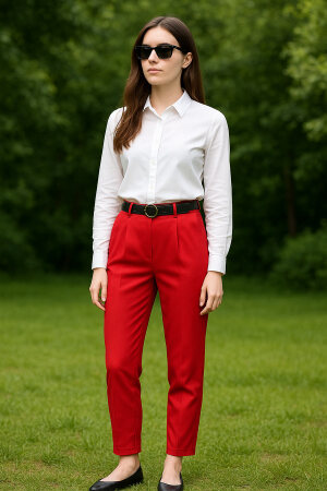  Kırmızı Tesettür Pantolon 1062K - NEVA STYLE