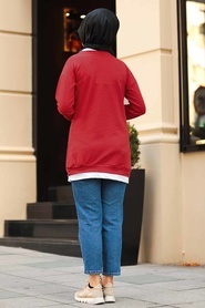 Neva Style - Kırmızı Tesettür Sweatshirt & Tunik 1144K - Thumbnail