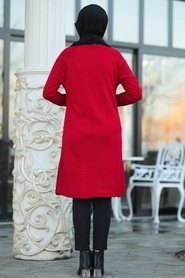 Neva Style - Kırmızı Tesettür Triko Tunik 20120K - Thumbnail