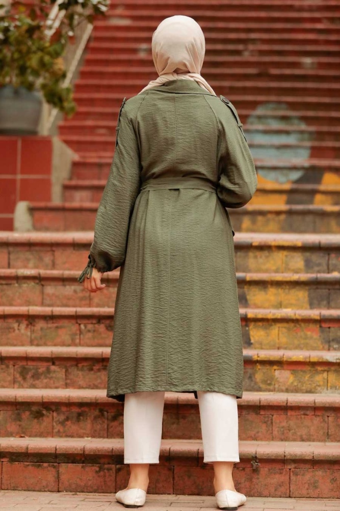 Neva Style - Klasik Yaka Haki Tesettür Kap 41060HK - 2