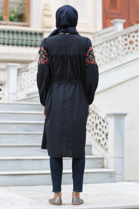 Neva Style - Kolları Büzgülü Siyah Tesettür Tunik 52270S - 3