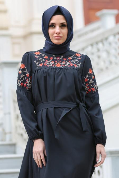 Neva Style - Kolları Büzgülü Siyah Tesettür Tunik 52270S - 2