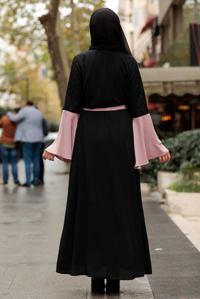 Neva Style - Kolları Detaylı Pudra Tesettür Abaya 55510PD - 3