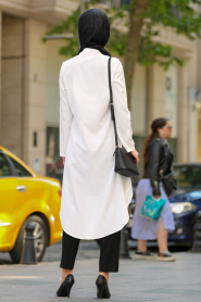 Neva Style - Kolye Detaylı Beyaz Tesettür Tunik 5080B - Thumbnail