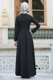 Neva Style - Kolye Detaylı Siyah Tesettür Abiye Elbise 41470S - Thumbnail