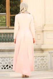 Neva Style - Kolye Detaylı Somon Tesettür Abiye Elbise 41470SMN - Thumbnail