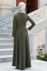 Neva Style - Kolye Detaylı Yeşil Tesettür Abiye Elbise 41470Y - Thumbnail