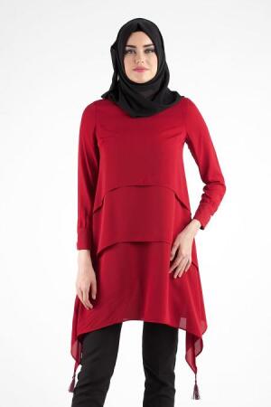 Neva Style - Kolyeli Bordo Tunik - 1